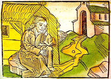 kolorierter Holzschnitt im Pilgertraktat, Augsburg um 1488